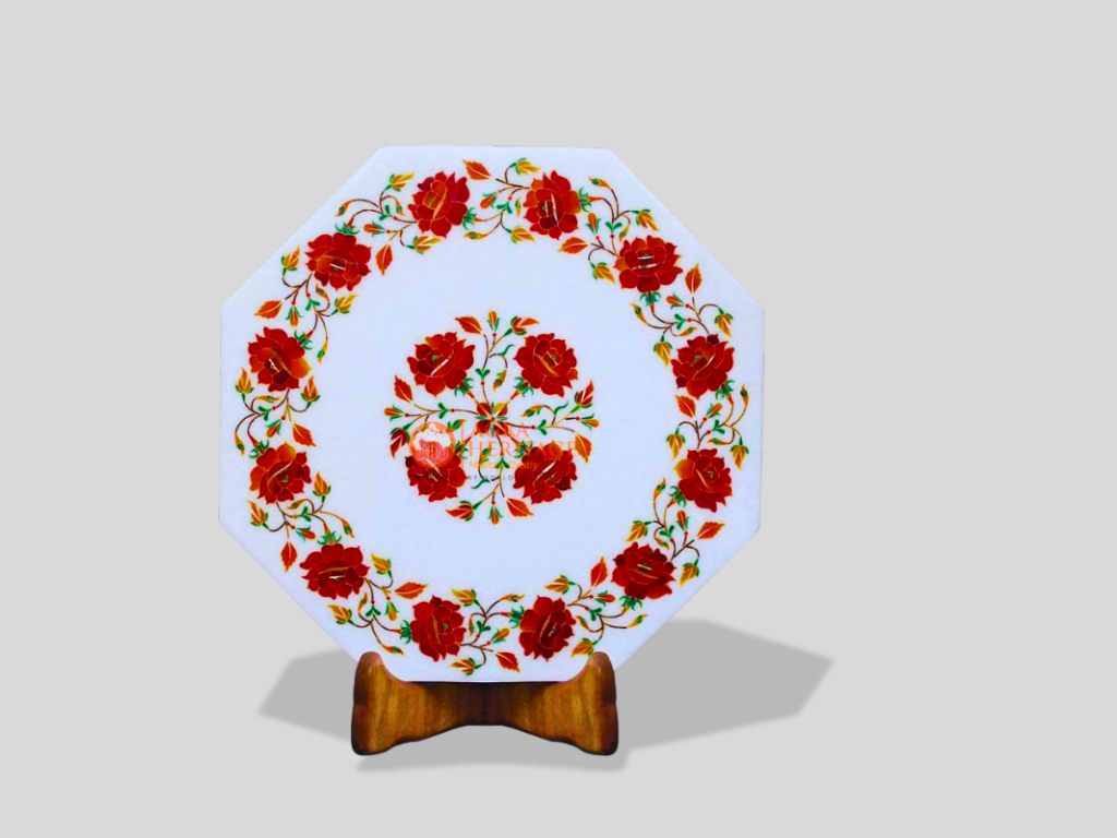 Marble Carnelian Floral Inlay Table Top